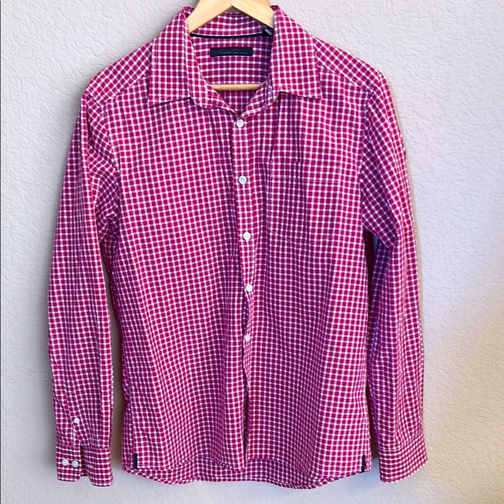Kenneth Cole Red Gingham Button up